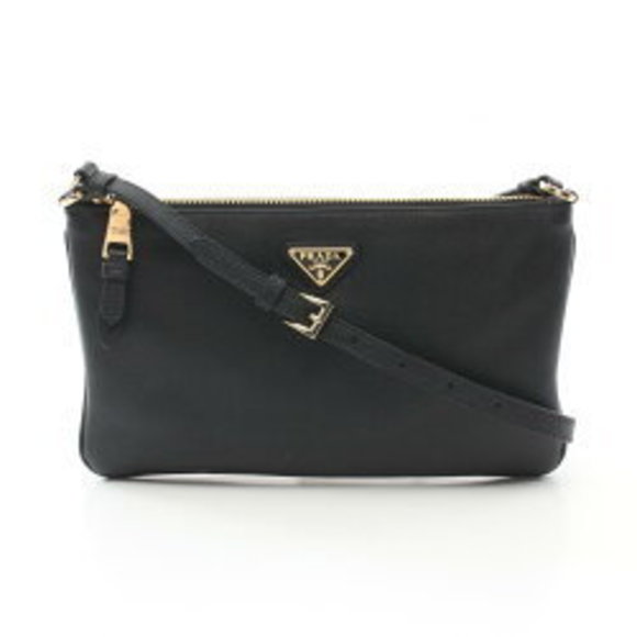 Prada Shoulder Bag Leather Black - Picture 1 of 7